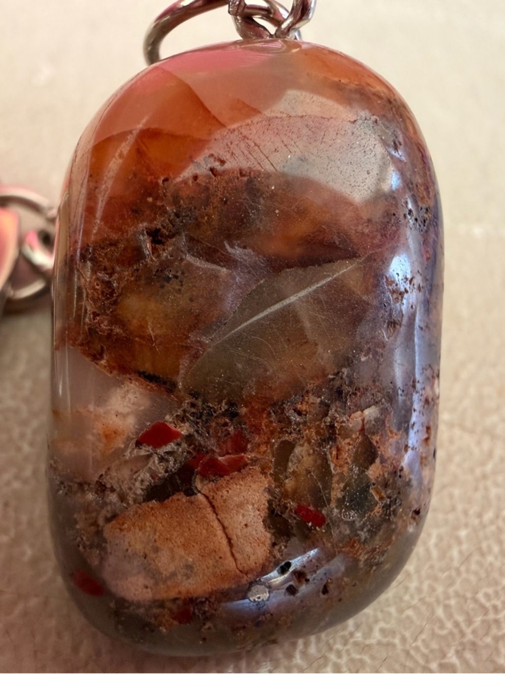 Polished Multi-Tone Jasper Stone Keychain Pendant